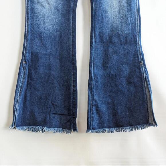 KanCan Highrise Flare Jeans 28 Raw Hem Bell Bottom Jean Factory Distressed - Picture 5 of 15
